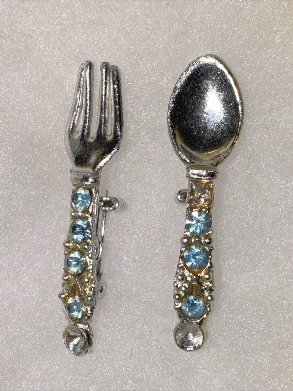 Fork & Spoon Sliver set of brooches